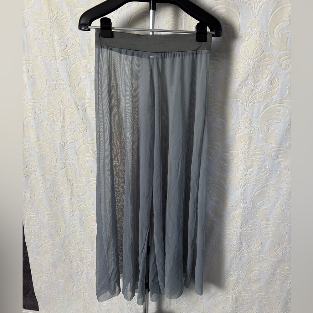 Weissman Sheer Overlay Wide Leg Pants in Gray